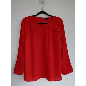 Flowy Red Ann Taylor Blouse Keyhole Back